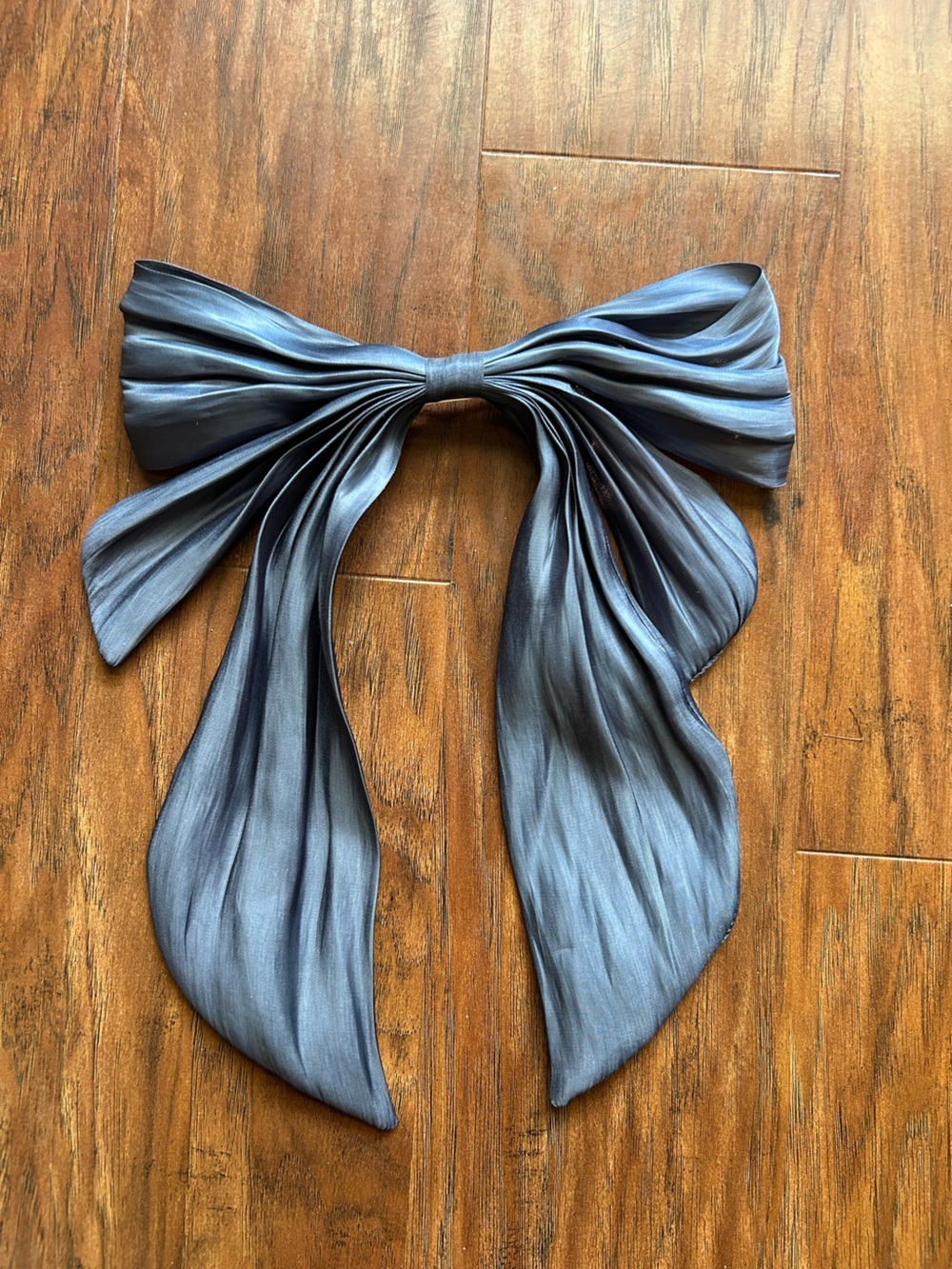 Silky Charcoal Gray Scarf Bow